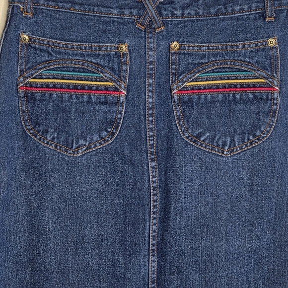 Vintage Pentimento Brittania Denim Midi Skirt Back Pocket Embellishment Size 11 - Picture 6 of 9